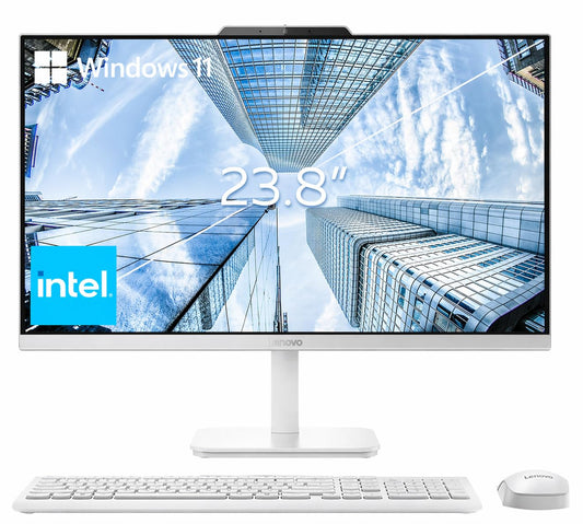 Lenovo 24" FHD All-in-One Desktop Computer for Home & Office, Intel Processor, 16GB RAM, 256GB PCIe SSD, HDMI, Bluetooth 5.2, Business AIO, Vent-Hear, Wireless KB & Mouse, Win 11