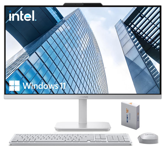 Lenovo 24" FHD All-in-One Desktop Computer for Home & Office, Intel Processor, 32GB RAM, 512GB PCIe + 500GB External, HDMI, Bluetooth 5.2, Business AIO, Vent-Hear, Wireless KB & Mouse, Windows 11 Pro