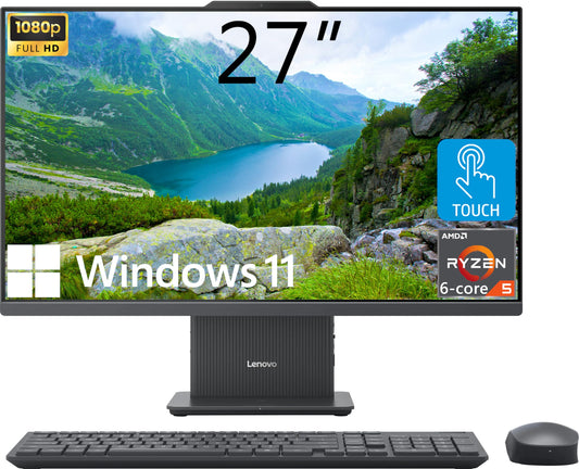 Lenovo IdeaCentre All-in-One Desktop Computer, 24" FHD Display, 6-core AMD Ryzen 5 7535HS, 16GB DDR5, 512GB SSD, Wi-Fi 6, HDMI in&Out, Wireless KB&Mouse, Windows 11 Home