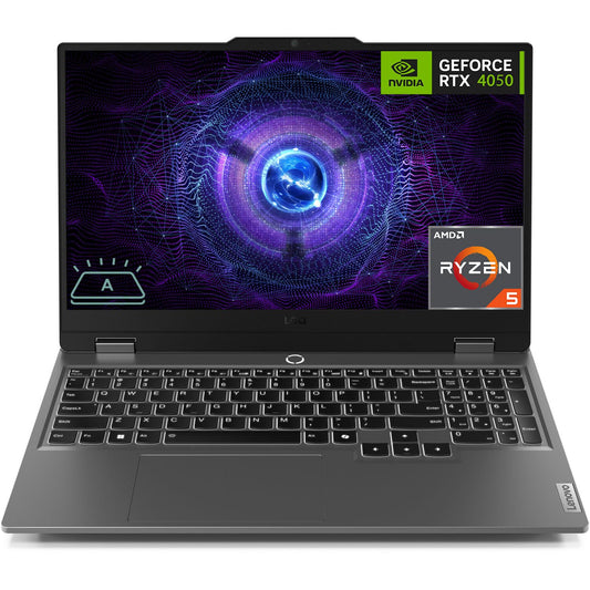 Lenovo LOQ Gaming Laptop, 15.6" FHD 144Hz Display, AMD Ryzen 5 7235HS Processor, GeForce RTX 4050, 16GB DDR5, 512GB SSD, Wi-Fi 6, Ethernet, USB-C, HDMI, Backlit Keyboard, Windows 11 Home