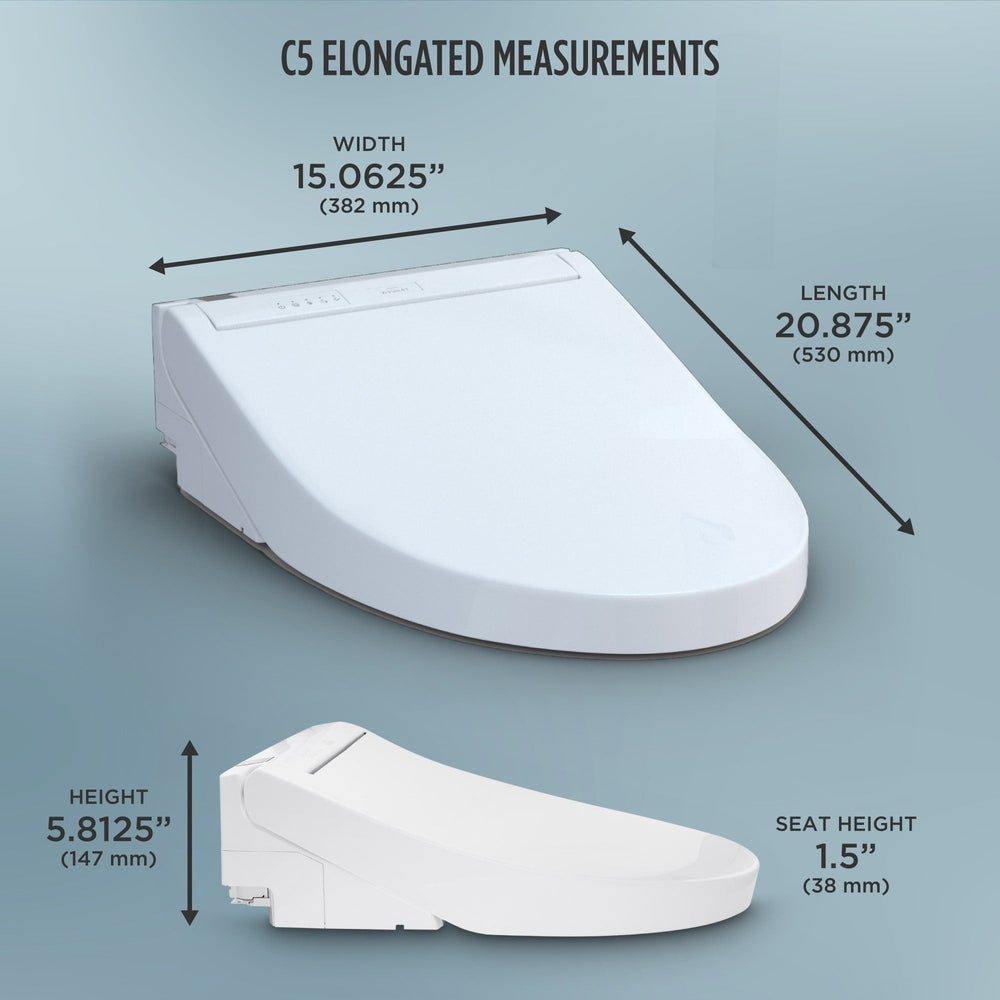 TOTO Washlet C5 Bidet Toilet Seat with Premist and eWater+ Wand Cleaning, Elongated, Cotton White