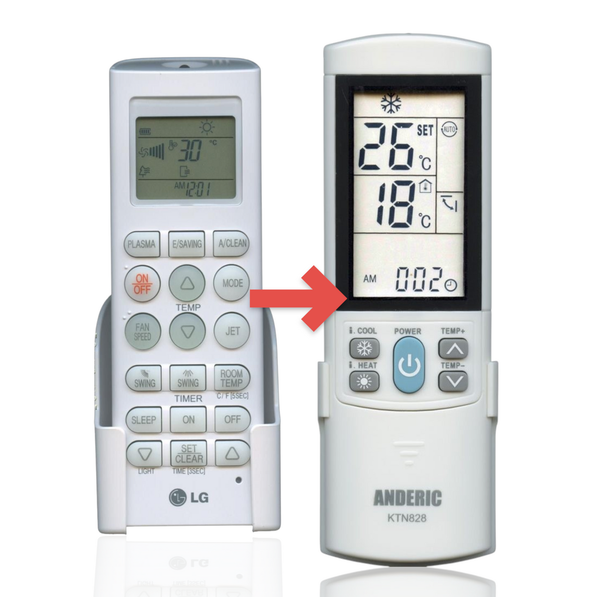 Anderic Substitute for LG AKB73215509 Air Conditioner Remote Control /AKB73315601 [KTN828]