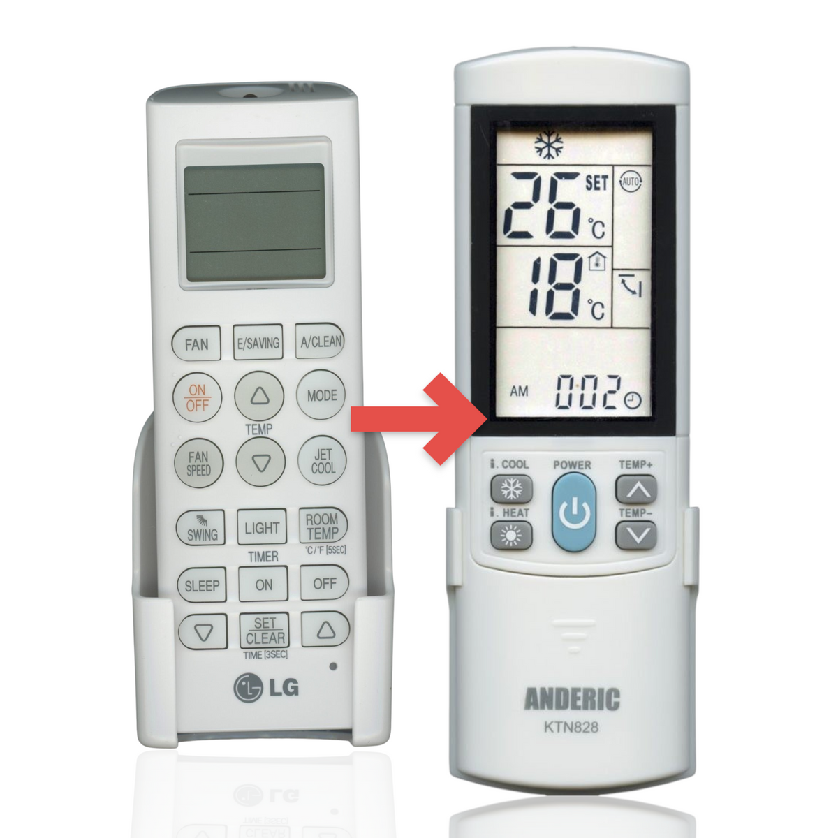 Anderic Substitute for LG AKB73315601 Air Conditioner Remote Control [KTN828]