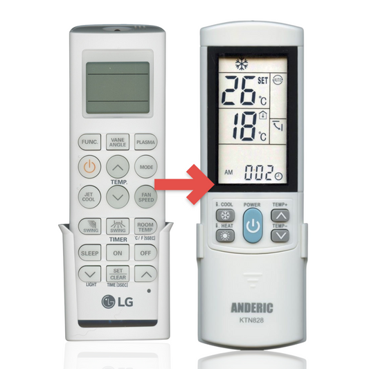 Anderic Substitute for LG AKB73455716 Wall Mount Air Conditioner Remote Control | LCD Screen with Thermostatic [KTN828]