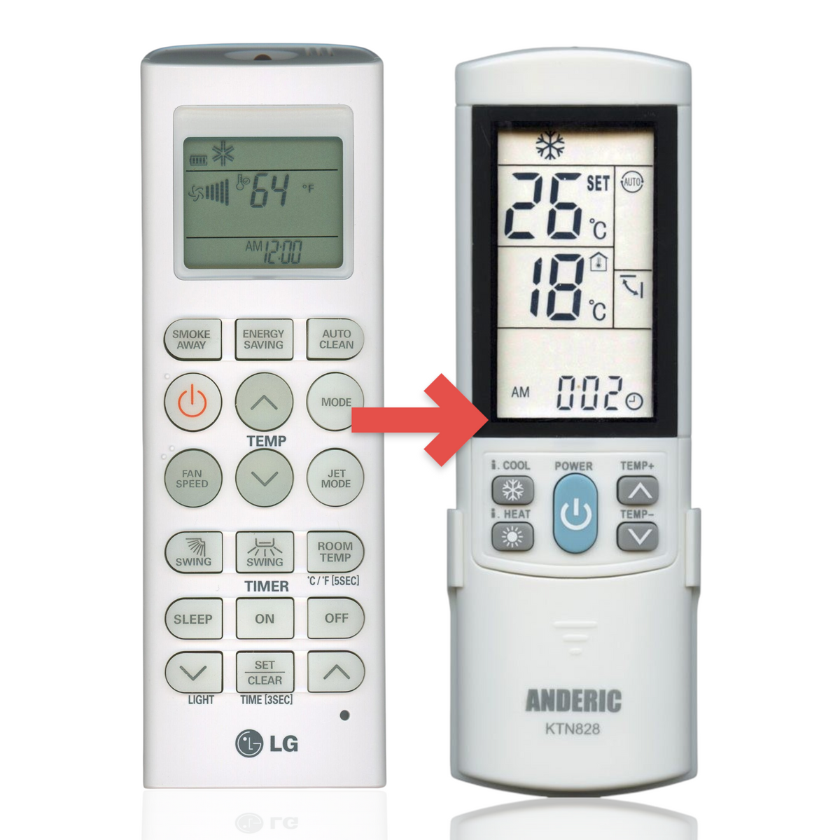 Anderic Substitute for LG AKB73835302 Air Conditioner Remote Control [KTN828]