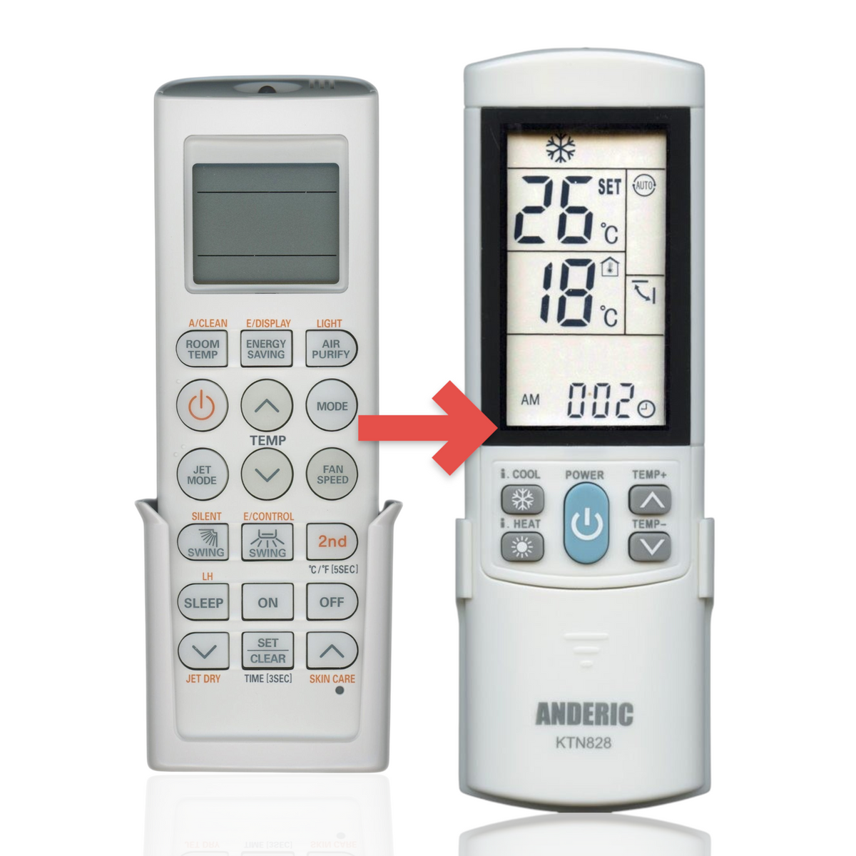 Anderic Substitute for LG AKB74675303 Air Conditioner Remote Control [KTN828]