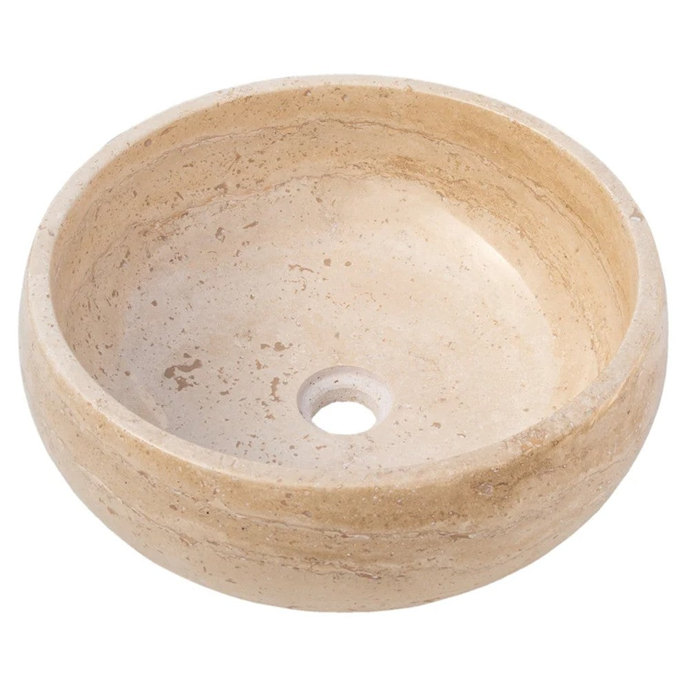 Light Beige Travertine Natural Stone Vessel Sink Polished 16x6