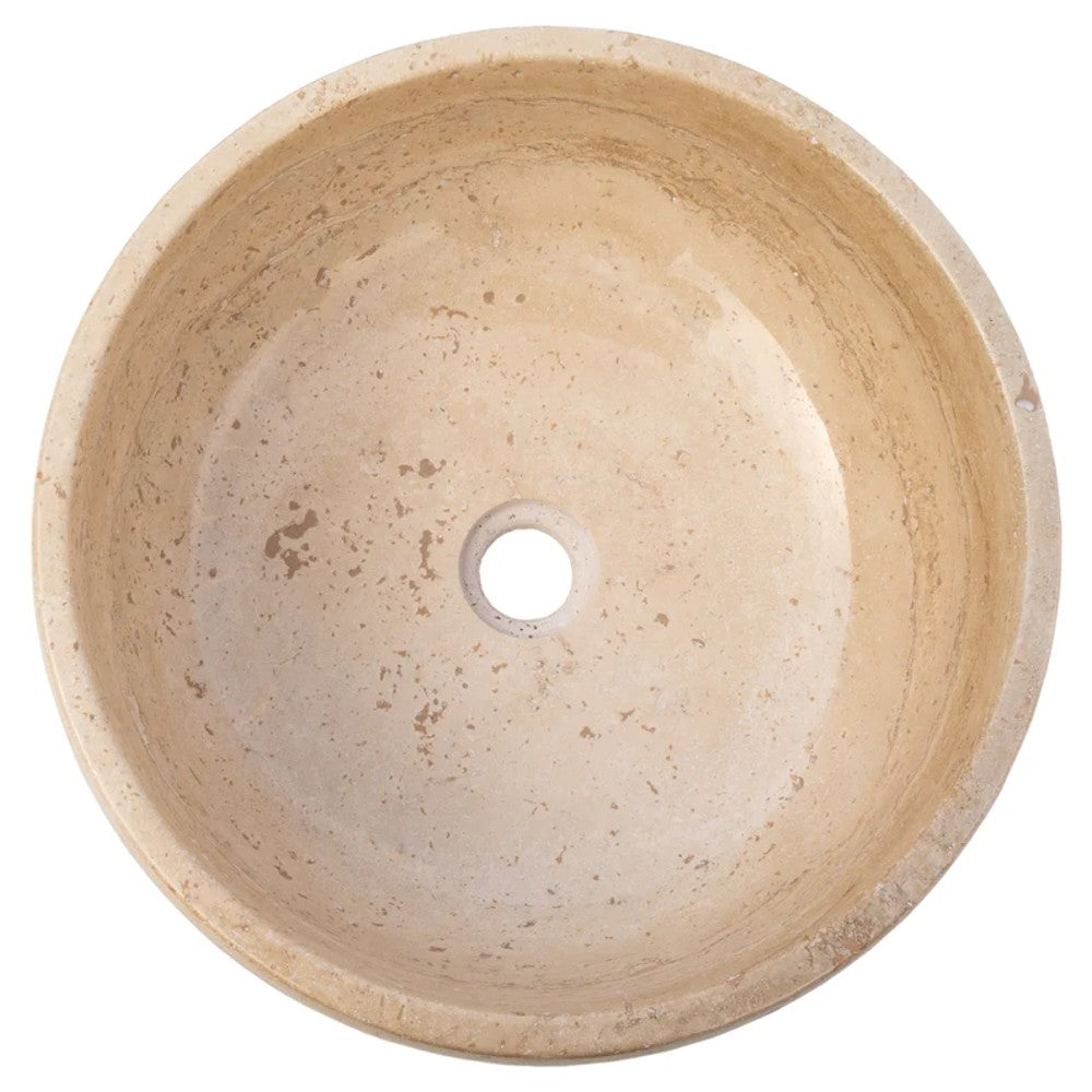Light Beige Travertine Natural Stone Vessel Sink Polished 16x6