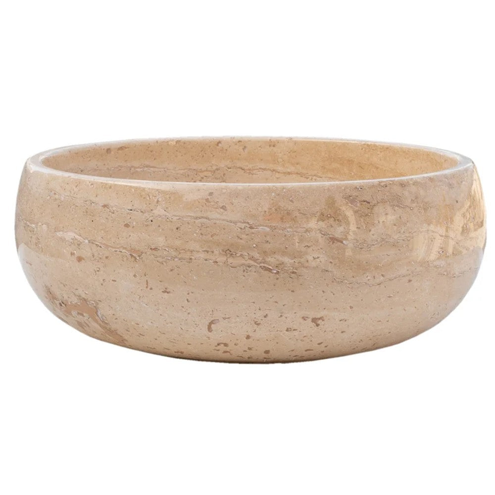 Light Beige Travertine Natural Stone Vessel Sink Polished 16x6