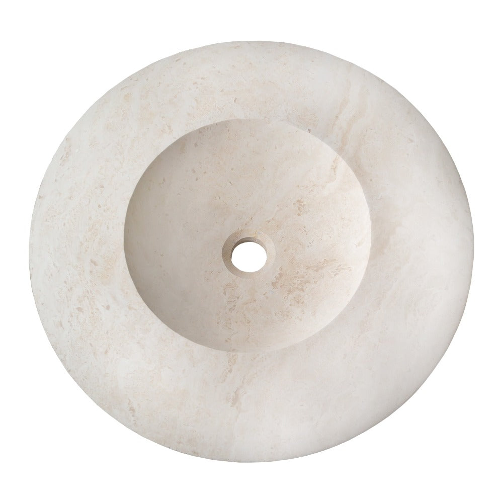 Light Travertine Natural Stone UFO Vessel Sink - 21x6 Honed Filled