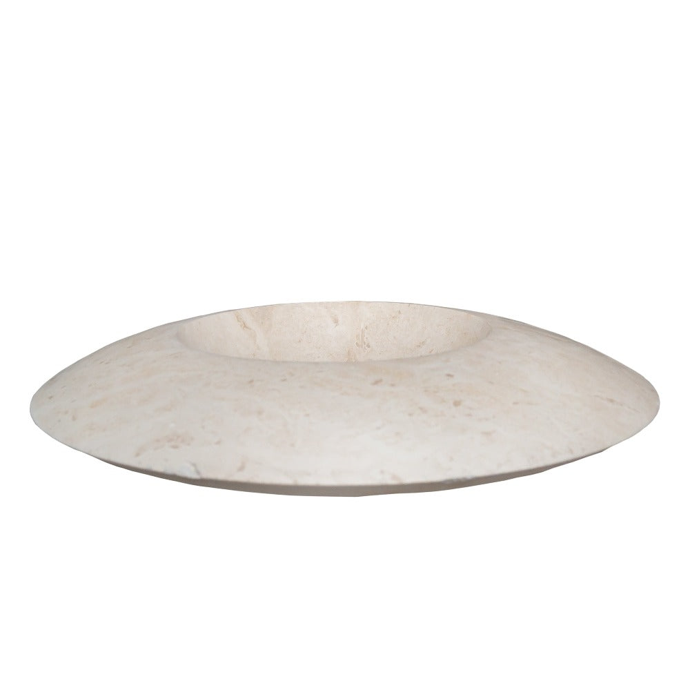 Light Travertine Natural Stone UFO Vessel Sink - 21x6 Honed Filled
