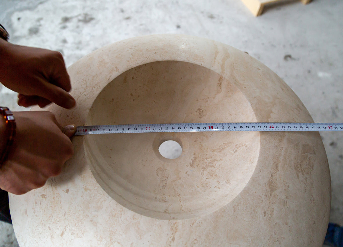 Light Travertine Natural Stone UFO Vessel Sink - 21x6 Honed Filled