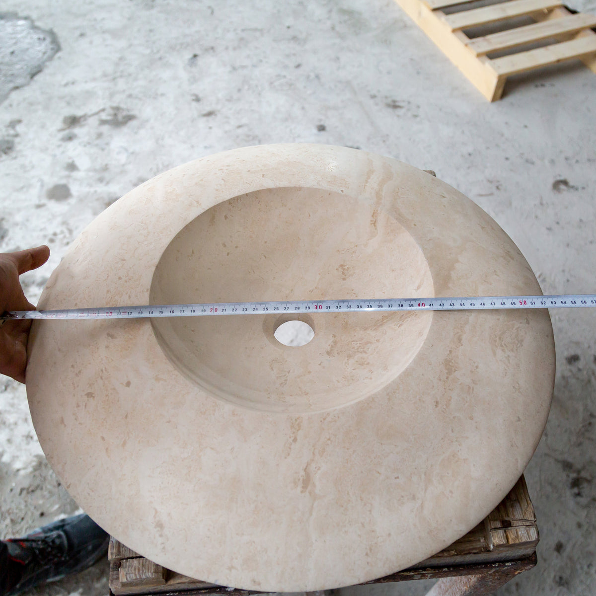Light Travertine Natural Stone UFO Vessel Sink - 21x6 Honed Filled