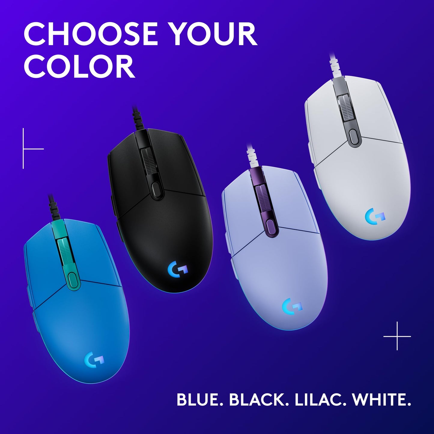 Logitech G203 Wired Gaming Mouse, 8,000 DPI, Rainbow Optical Effect LIGHTSYNC RGB, 6 Programmable Buttons, On-Board Memory, Screen Mapping, PC/Mac Computer and Laptop Compatible - Black