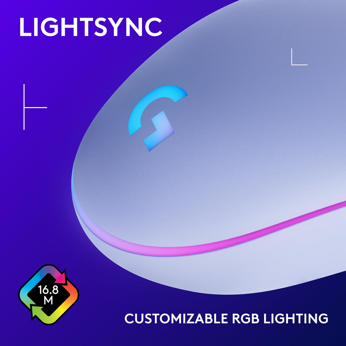 Logitech G203 Wired Gaming Mouse, 8,000 DPI, Rainbow Optical Effect LIGHTSYNC RGB, 6 Programmable Buttons, On-Board Memory, Screen Mapping, PC/Mac Computer and Laptop Compatible - Black