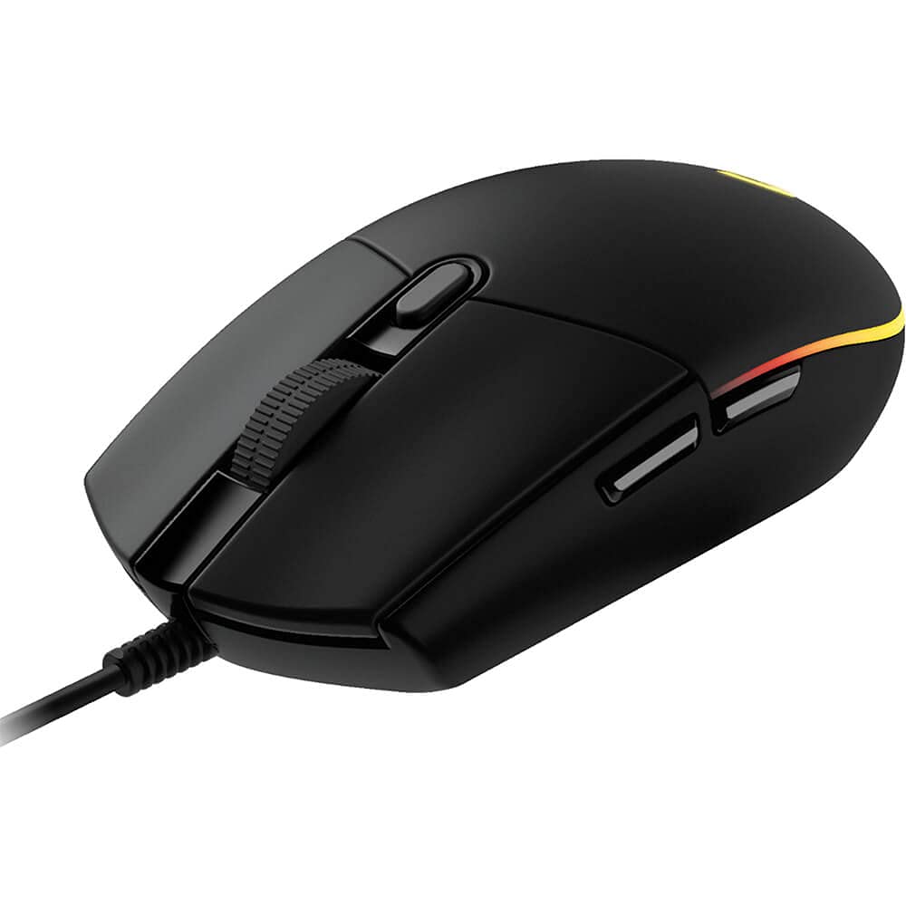 Logitech G203 Wired Gaming Mouse, 8,000 DPI, Rainbow Optical Effect LIGHTSYNC RGB, 6 Programmable Buttons, On-Board Memory, Screen Mapping, PC/Mac Computer and Laptop Compatible - Black