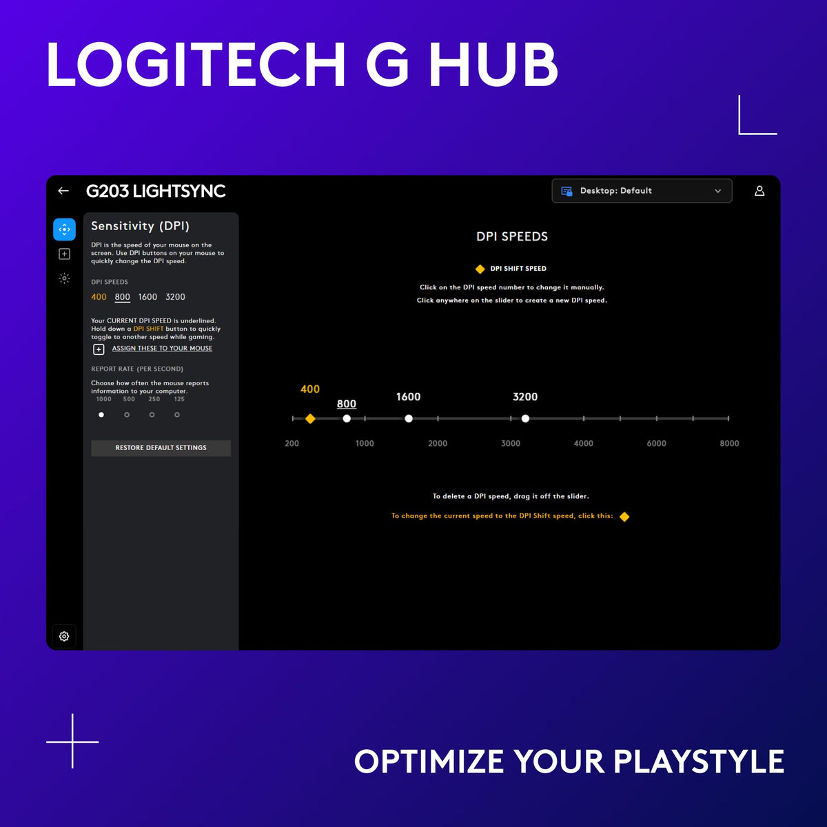 Logitech G203 Wired Gaming Mouse, 8,000 DPI, Rainbow Optical Effect LIGHTSYNC RGB, 6 Programmable Buttons, On-Board Memory, Screen Mapping, PC/Mac Computer and Laptop Compatible - Black