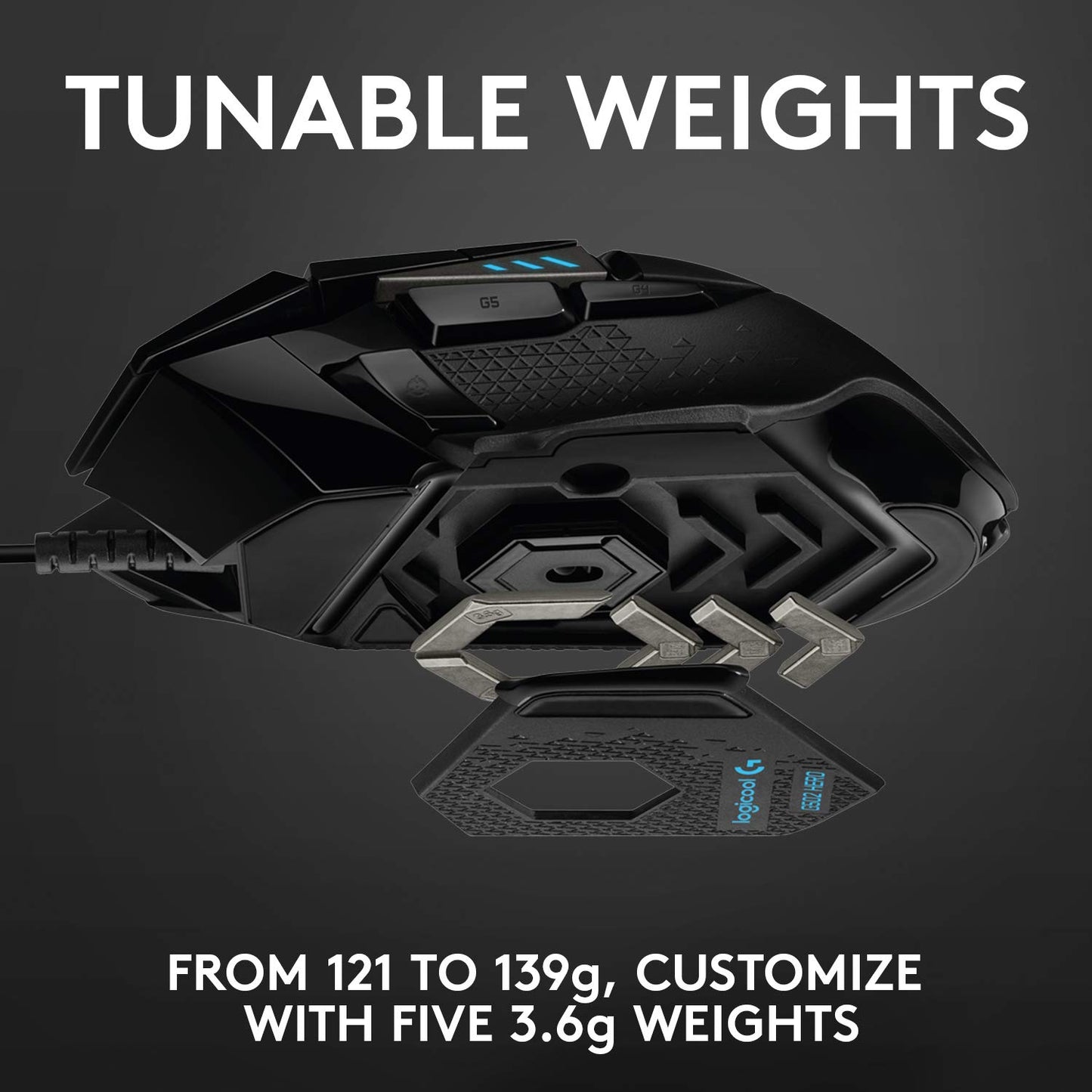 Logitech G502 Lightspeed Wireless Gaming Mouse with Hero 25K Sensor, PowerPlay Compatible, Tunable Weights and Lightsync RGB - Black