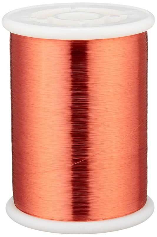 Magnet Wire, Enameled Copper Wire, 42 AWG, 1.0 Lbs, 51313' Length, 0.0026" Diameter, Red
