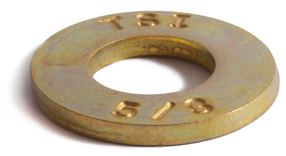 9/16 Grade 8 SAE Flat Washer Yellow Zinc Plated