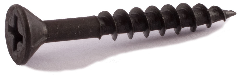 8 x 1 5/8 Phillips Flat Particle Board Screw w/ Nibs T17 Black Oxide - Carton (5,000)
