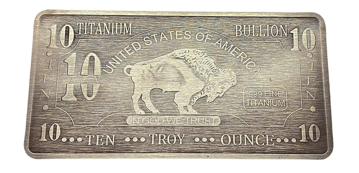 10-10 Ounce OZ 999 Fine Solid Titanium Precious Metal American Buffalo Bar Ingot Bullion Ti Element Chemistry Proof Mint Coin (Copy)