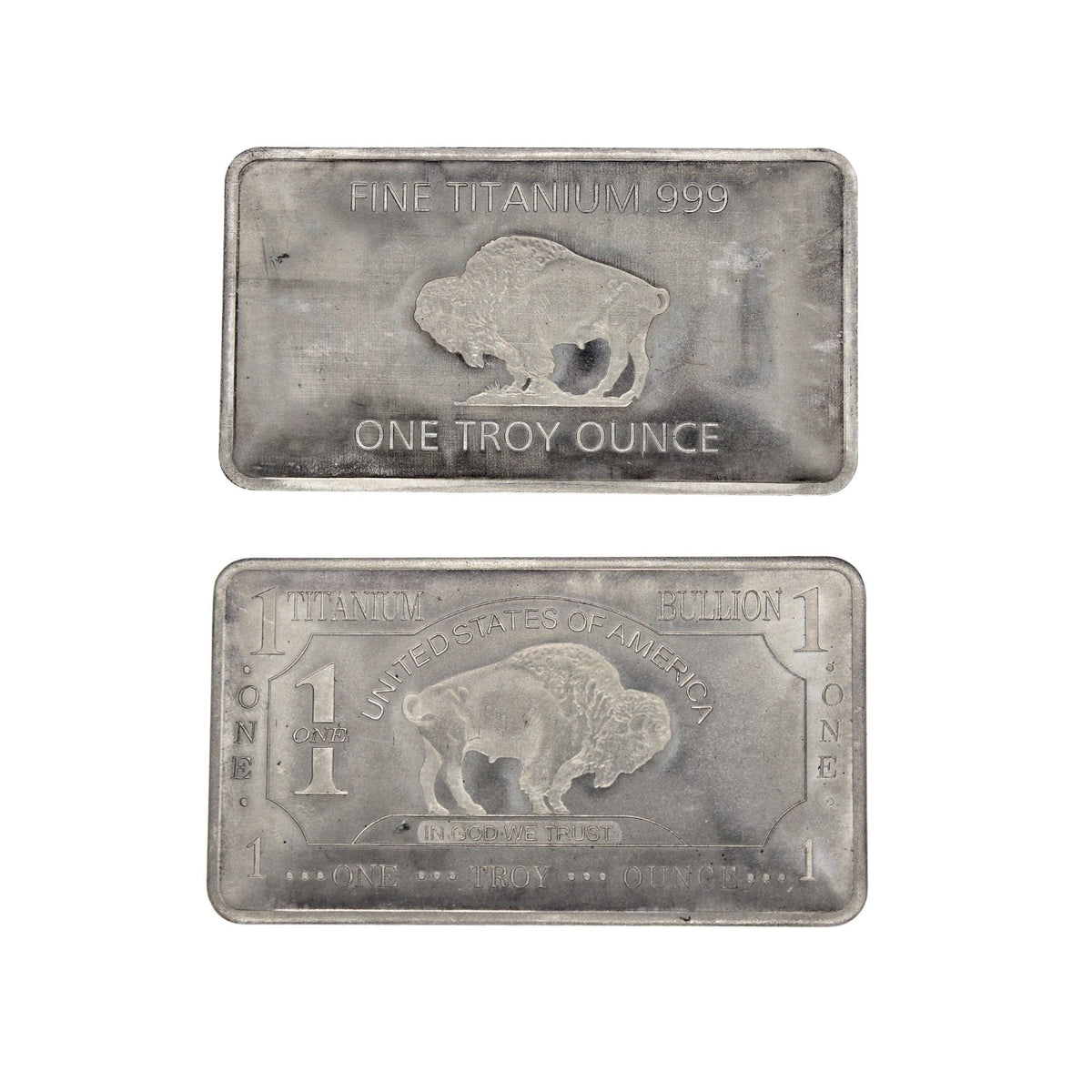 10 Pack – 1 Troy Ounce .999 Pure Titanium Buffalo Bars