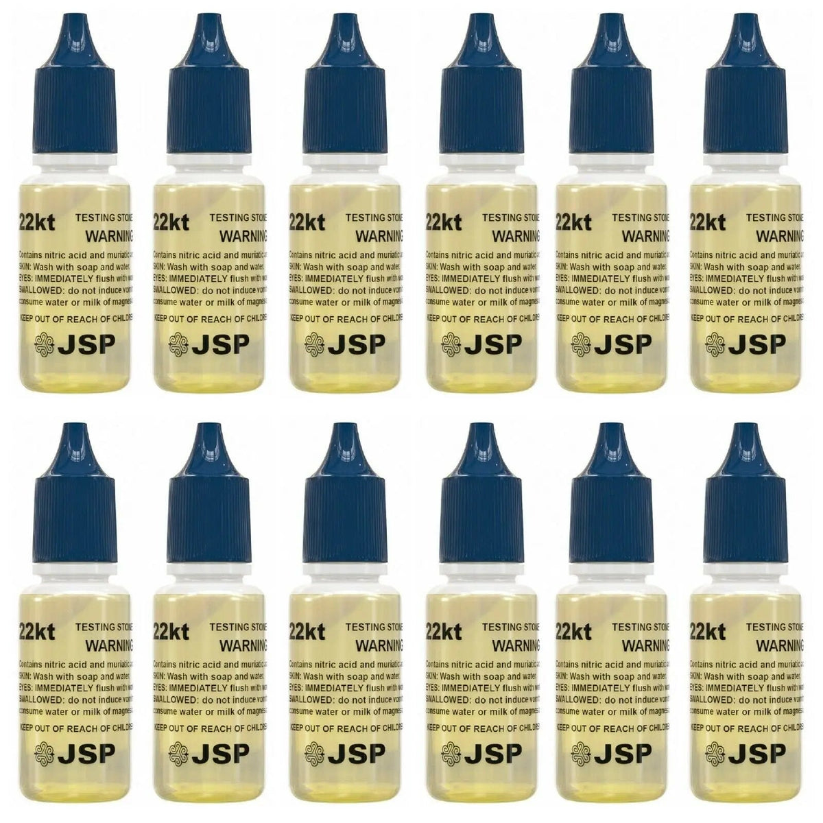 24 JSP Gold Test Bottles - 12 of 10K and 12 of 22K Acid Karat Testing Solution Jewelry Tester for Metals