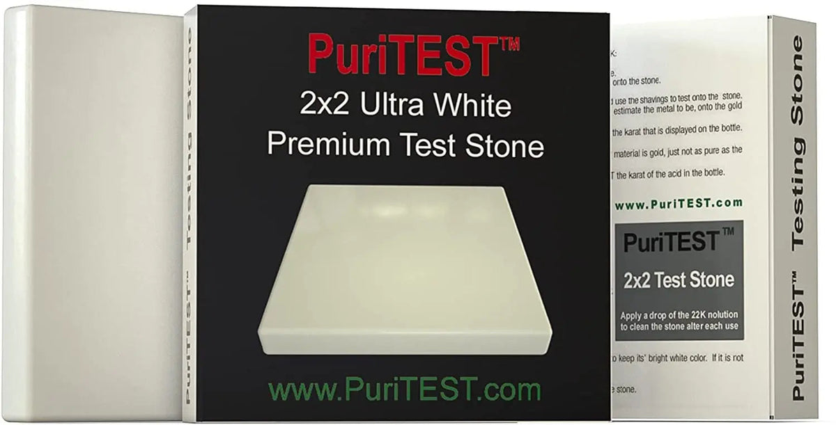PuriTEST Premium 2x2 White PRO Touch Testing Stone for Gold, Silver & Platinum Jewelry Testing