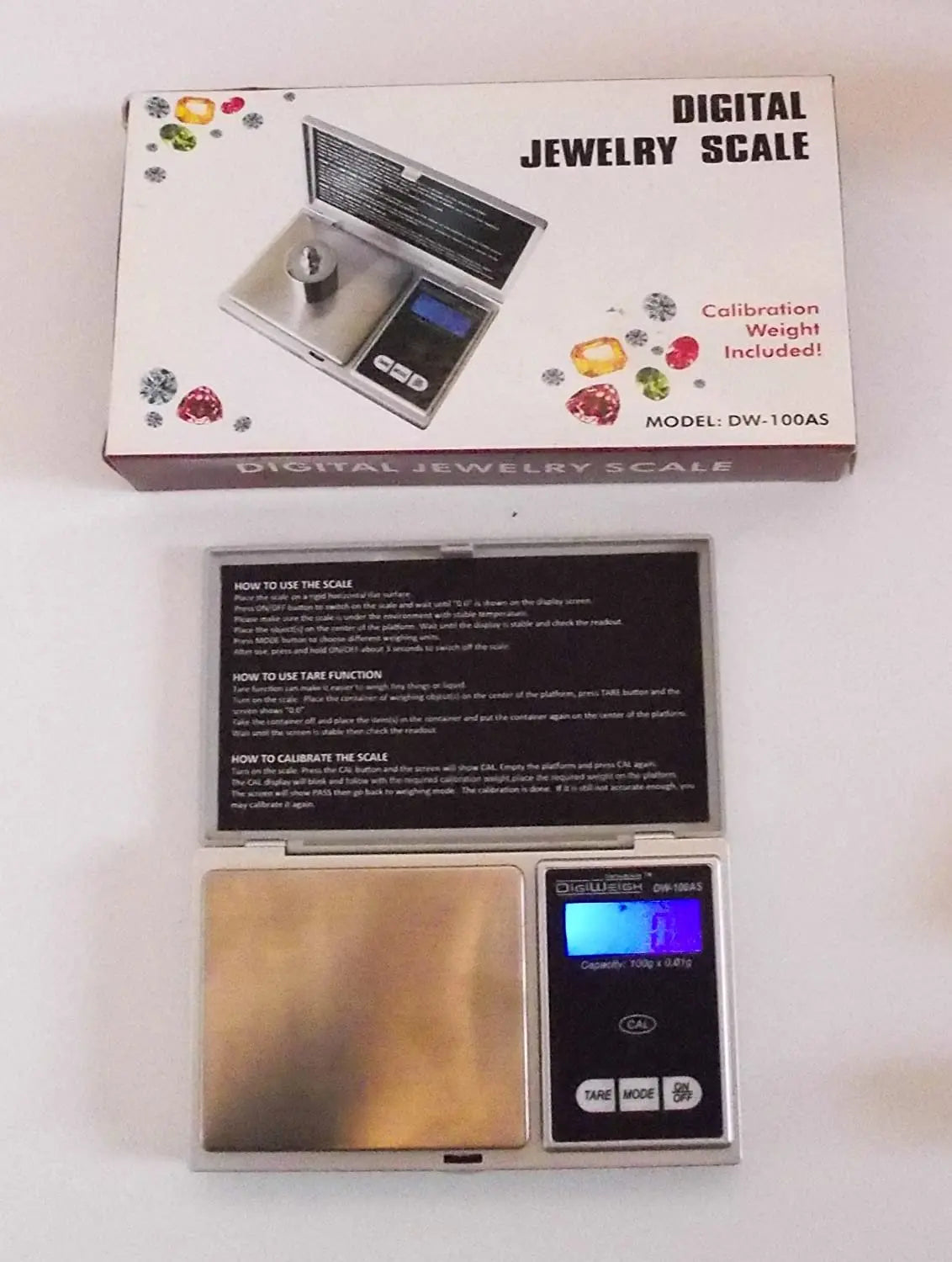 DigiWeigh DW-100AS Pocket Digital Scale – 100g x 0.01g | Precision Jewelry & Gem Scale for Gold, Gems, Reloading, Coins, Specimens
