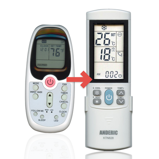 Anderic Substitute for Midea R09B/BGCE Window Air Conditioner Remote Control | LCD Screen | Thermostatic - 17317000000277 [KTN828]