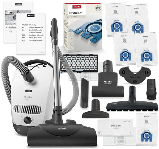 Miele Classic C1 Cat & Dog Bagged Canister Vacuum, Lotus White - Pet Hair, Portable