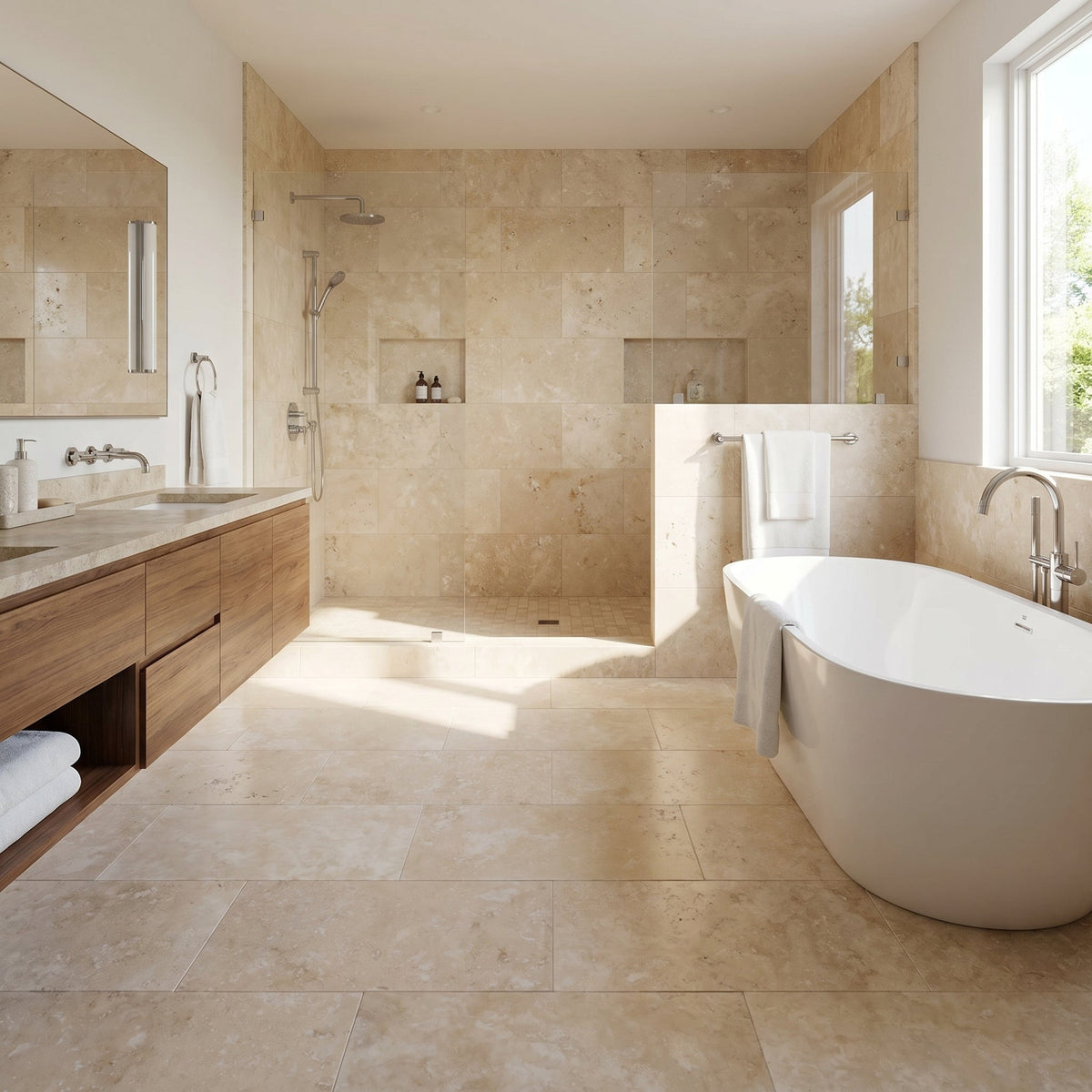 Miletos Ivory Travertine Honed and Filled Wall and Floor Tile