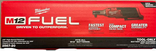Milwaukee M12 Fuel 3/8" High Speed Cordless Ratchet - No Battery, No Charger, Bare Tool Only