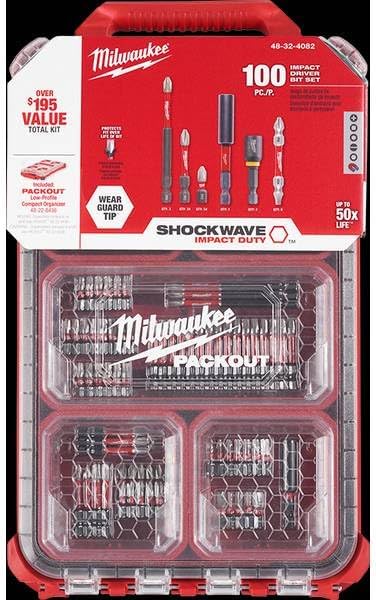 Milwaukee Shockwave 100pcs Impact Driver Bit Set Packout