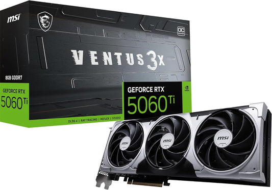 msi Gaming RTX 5060 Ti 8G Ventus 3X OC Graphics Card (8GB GDDR7,128-bit, Extreme Performance: 2602 MHz, DisplayPort x3 2.1a, HDMI 2.1b, NVIDIA Blackwell Architecture)