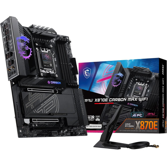 MSI MPG X870E Carbon WiFi Gaming Motherboard (AMD Ryzen 9000/8000/7000 Series Processors, AM5, DDR5, PCIe 5.0, M.2 Gen5, SATA 6Gb/s, USB 40Gbps, HDMI, Wi-Fi 7, Bluetooth 5.4, 5Gbps LAN, ATX)