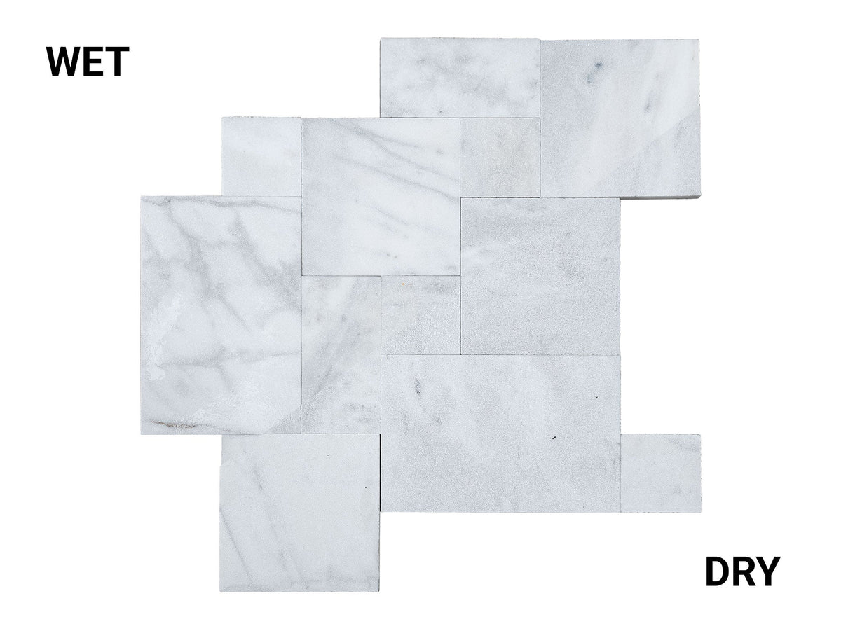 Turkish Carrara White Marble Sand-Blasted Pavers