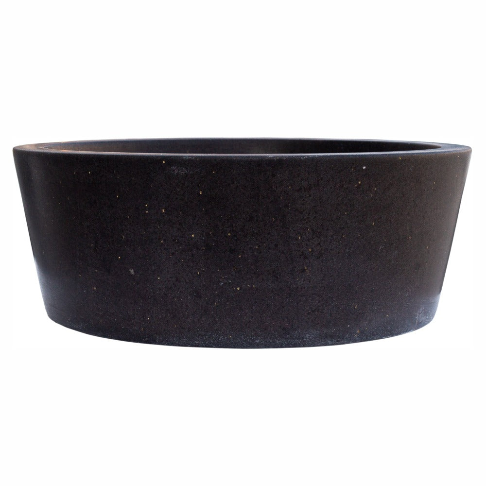 Black Andesite Stone Tapered Vessel Sink Honed Matte 16 Inch