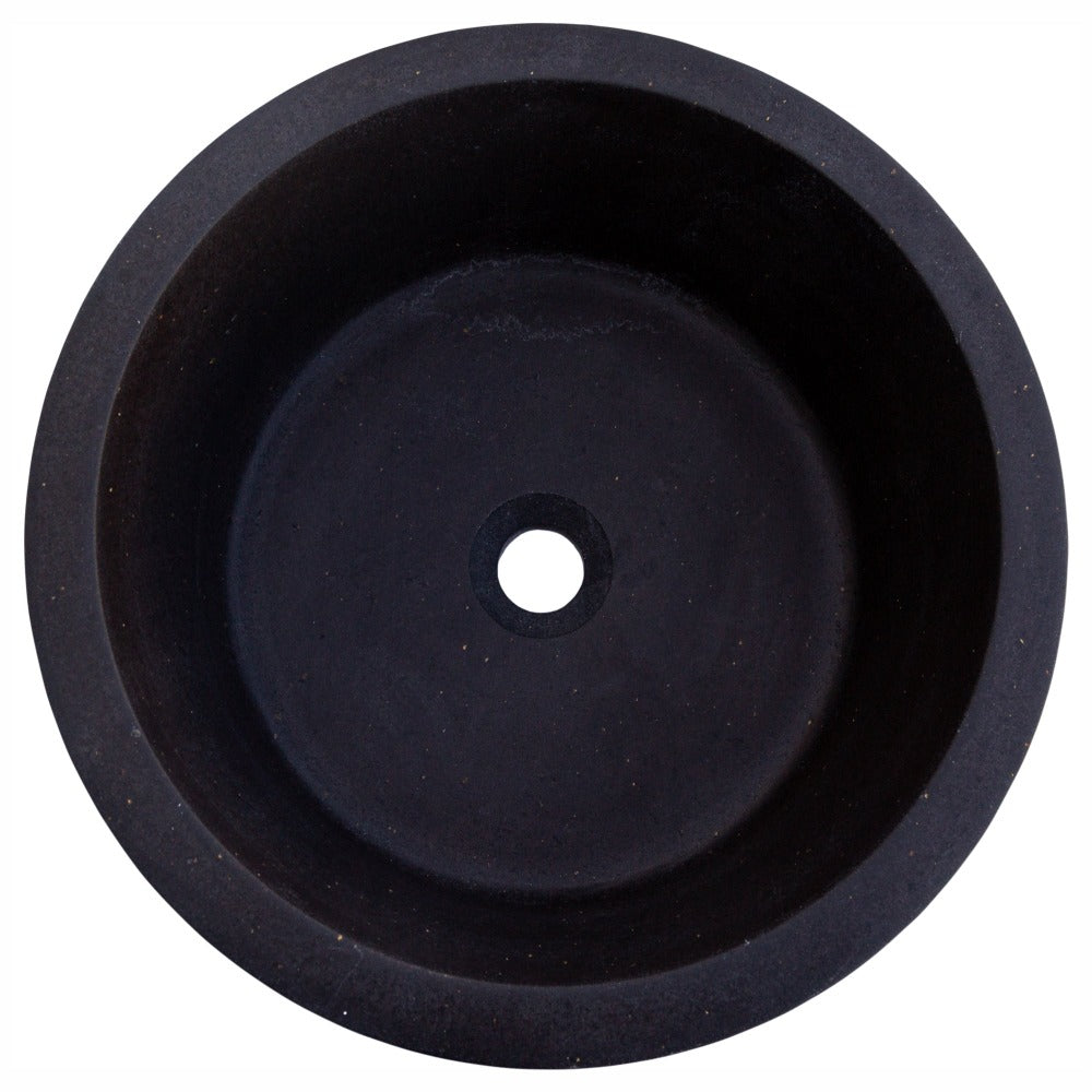 Black Andesite Stone Tapered Vessel Sink Honed Matte 16 Inch