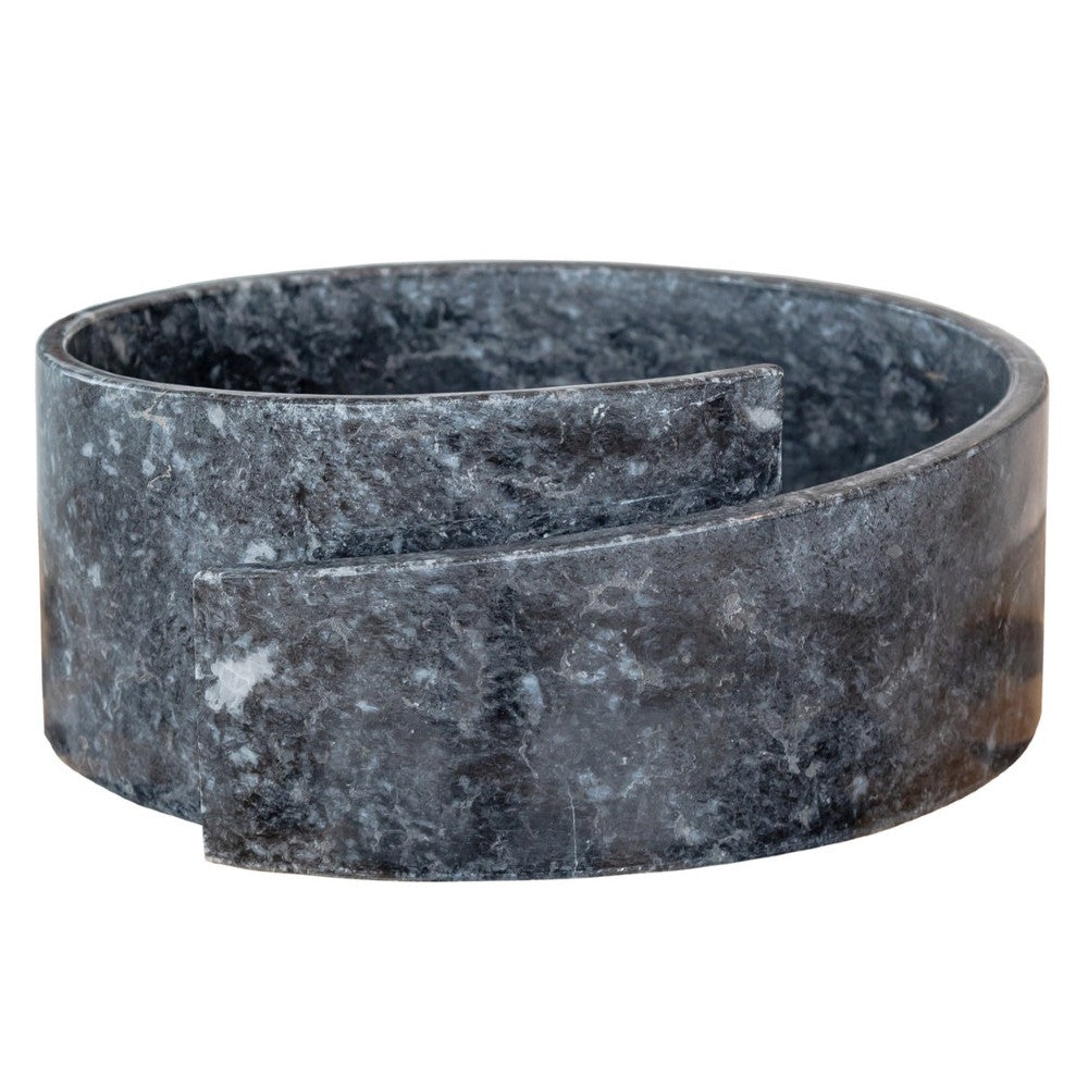Black Marble Natural Stone Round Vessel Sink Handcrafted 16 Inch Diameter 6 Inch