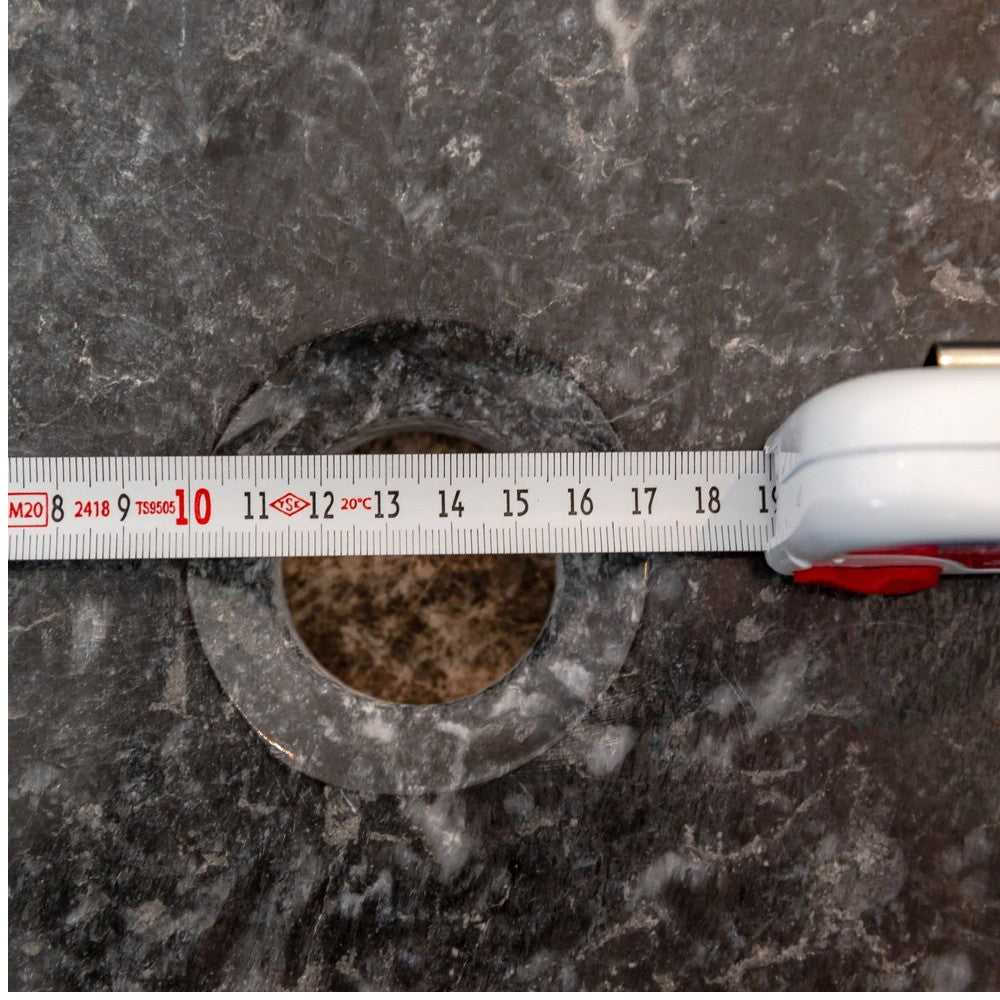 Black Marble Natural Stone Round Vessel Sink Handcrafted 16 Inch Diameter 6 Inch