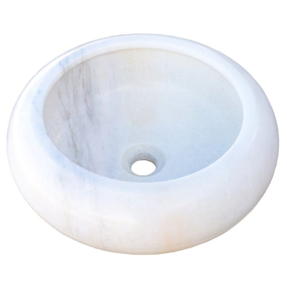 Carrara White Marble Natural Stone Vessel Sink D15.5 Inch H6