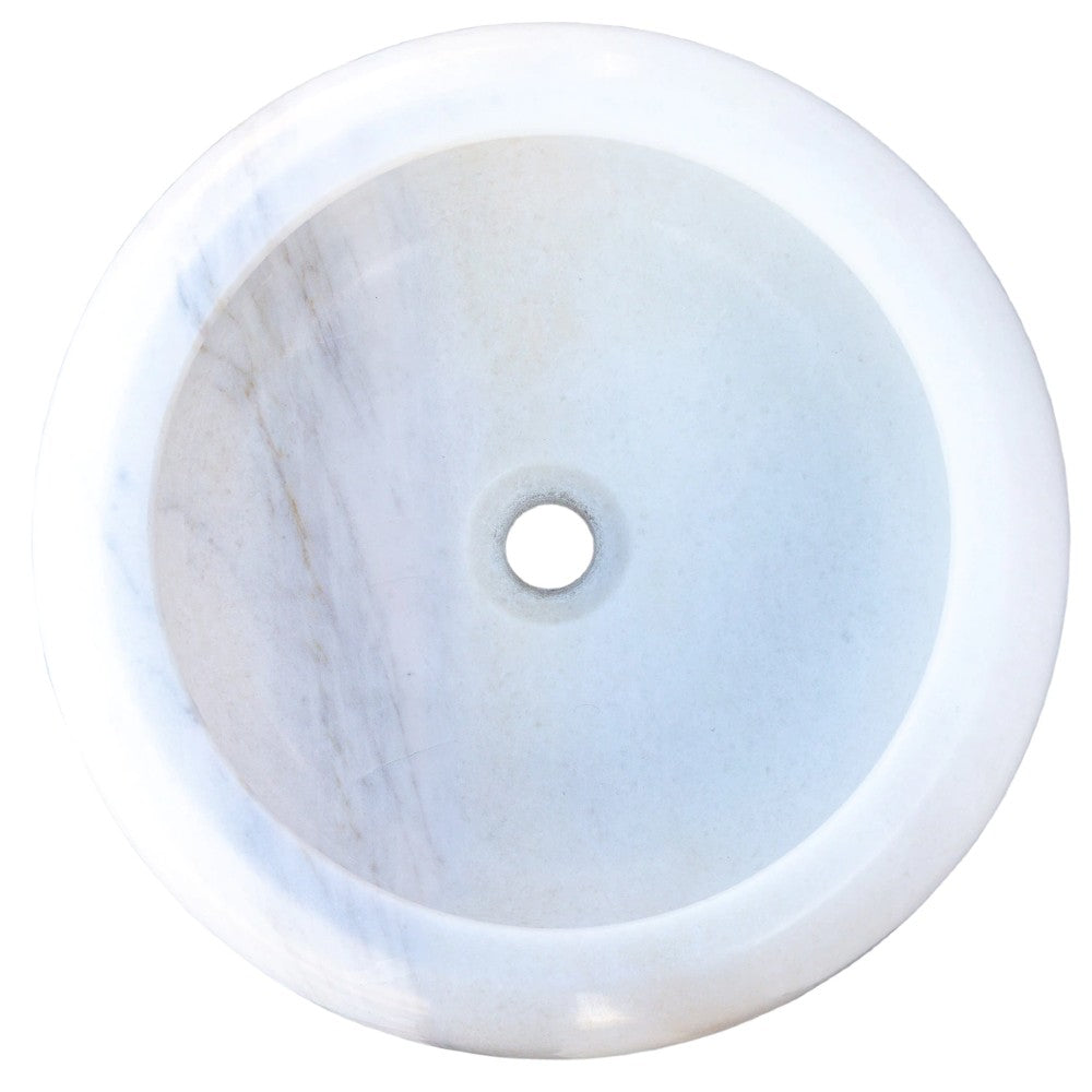 Carrara White Marble Natural Stone Vessel Sink D15.5 Inch H6