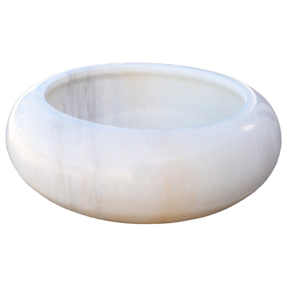 Carrara White Marble Natural Stone Vessel Sink D15.5 Inch H6