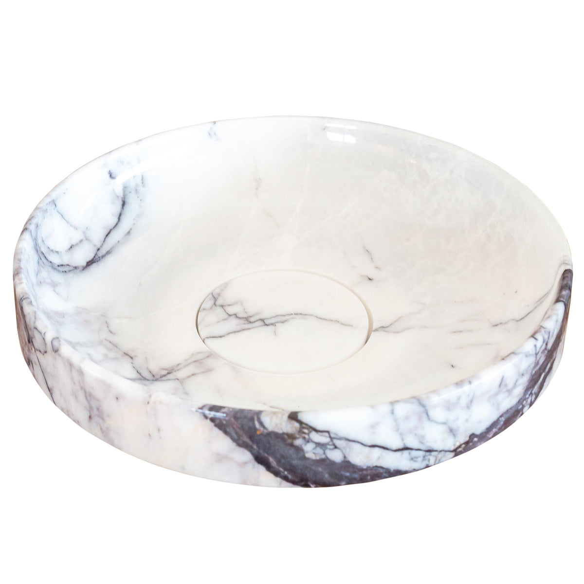 White Marble Natural Stone Handcrafted Vessel Sink Above Counter Polished 15.5x4.5