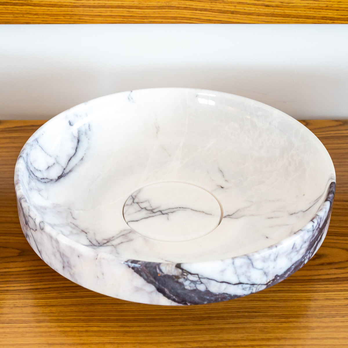 White Marble Natural Stone Handcrafted Vessel Sink Above Counter Polished 15.5x4.5