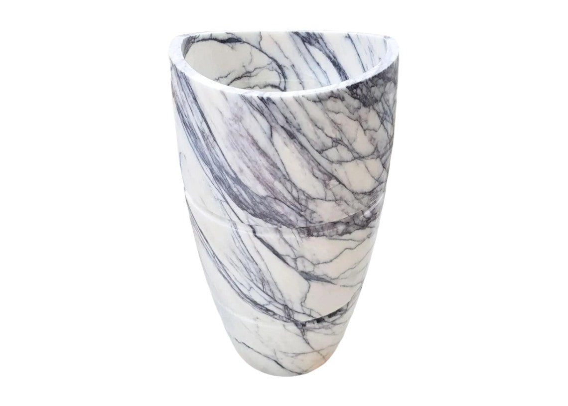 Turkish Marble Curved Pedestal Sink - Sculptural Design 22x34
