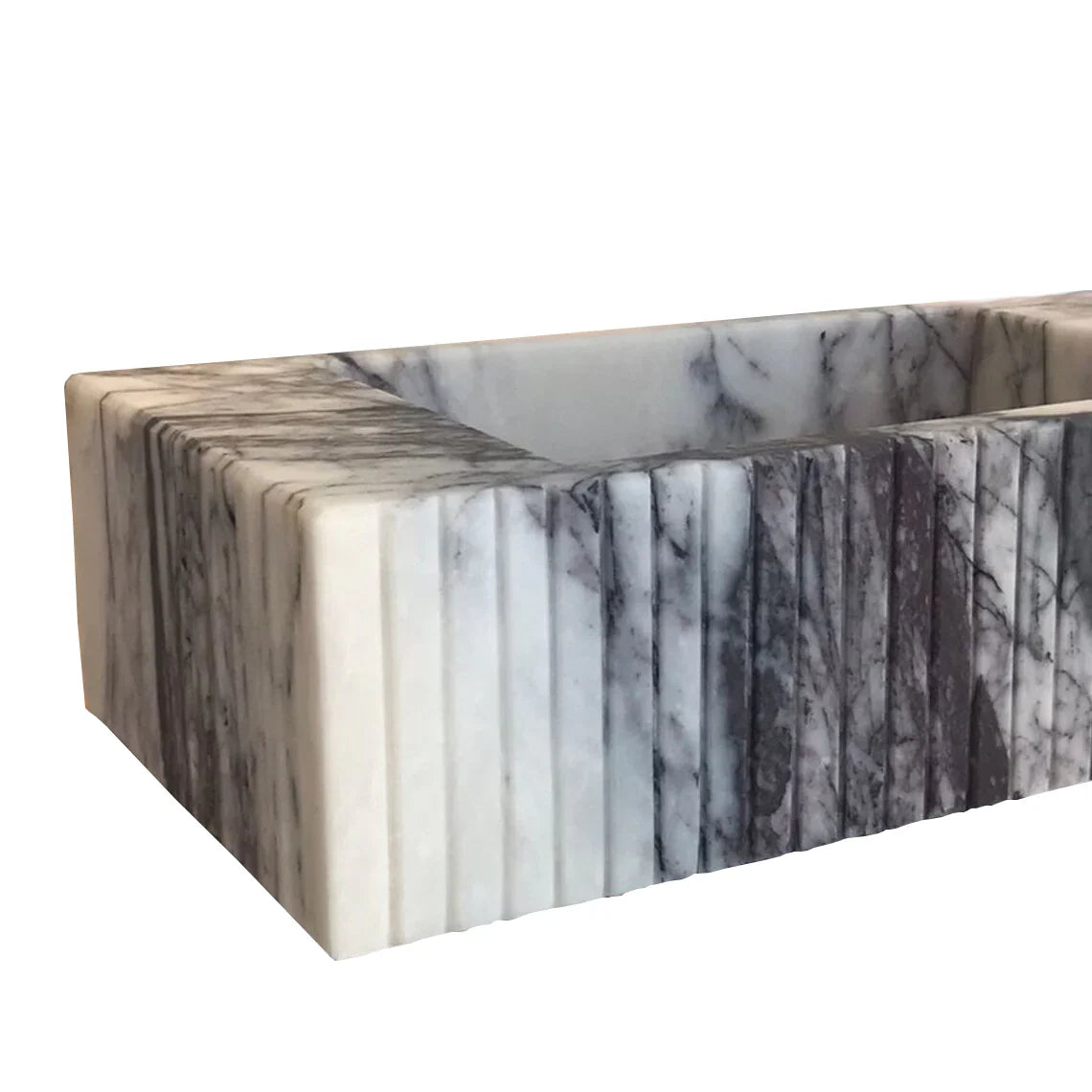 New York Marble Wall Mount Bathroom Sink Fluted Design with 12 by 20 by 5 Inch Size