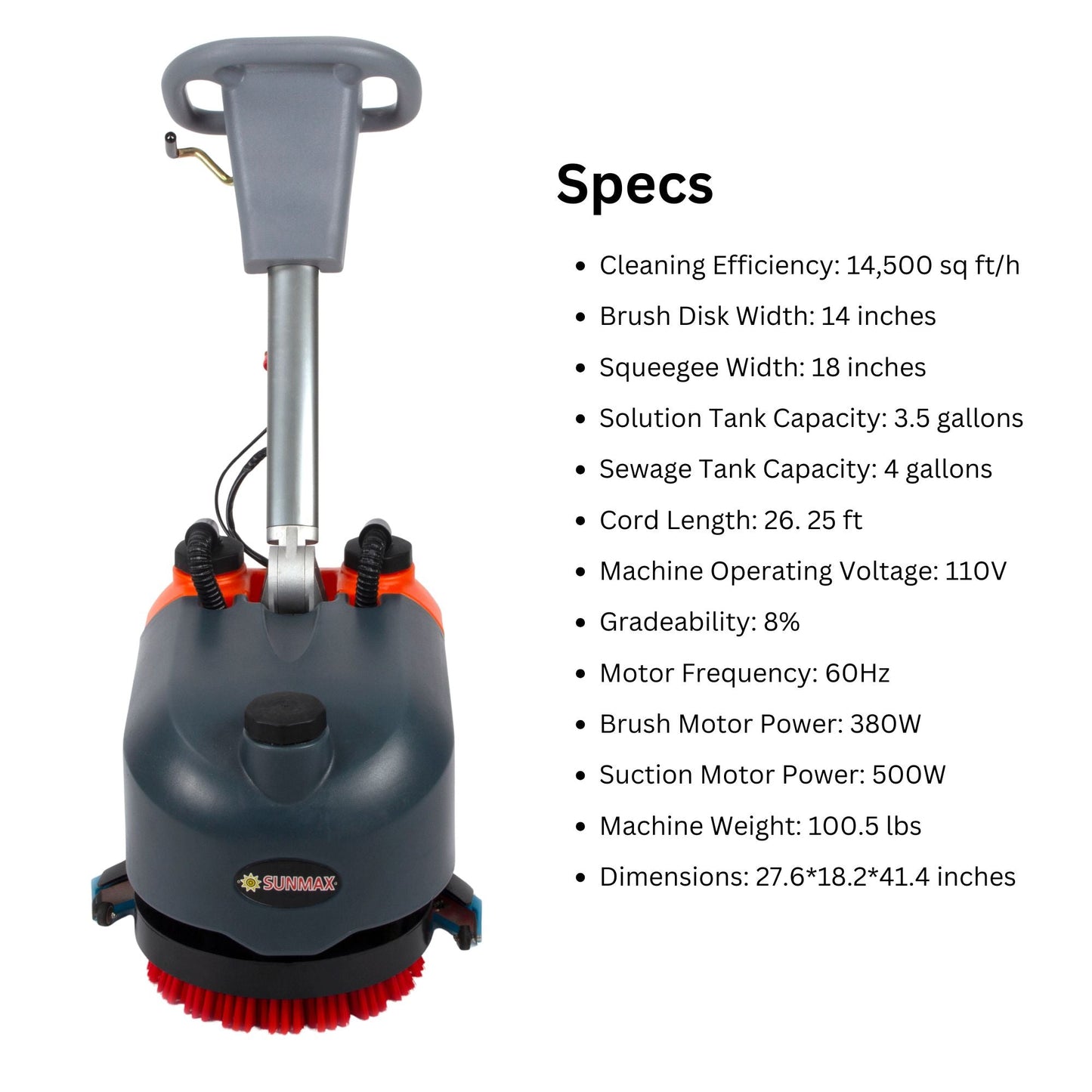 RT15AC Corded Walk-Behind Floor Scrubber — 14" Cleaning Path